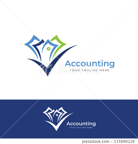 Financial accounting logo, with check mark for financial accounting stock chart analysis. In modern template vector illustration concept style. Financial accounting logo, with check mark for financial accounting stock chart analysis. In modern template vector illustration concept style. 115690126