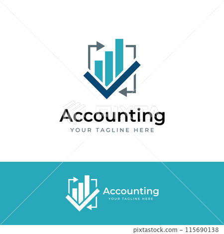 Financial accounting logo, with check mark for financial accounting stock chart analysis. In modern template vector illustration concept style. Financial accounting logo, with check mark for financial accounting stock chart analysis. In modern template vector illustration concept style. 115690138