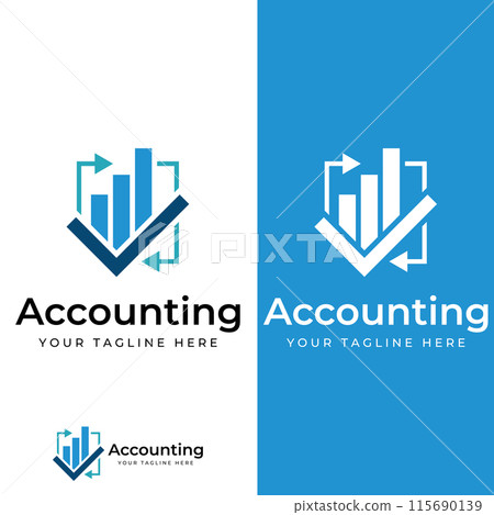 Financial accounting logo, with check mark for financial accounting stock chart analysis. In modern template vector illustration concept style. 115690139