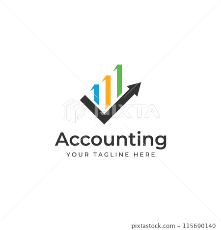 Financial accounting logo, with check mark for financial accounting stock chart analysis. In modern template vector illustration concept style. Financial accounting logo, with check mark for financial accounting stock chart analysis. In modern template vector illustration concept style. 115690140