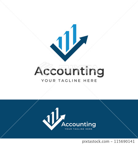 Financial accounting logo, with check mark for financial accounting stock chart analysis. In modern template vector illustration concept style. 115690141