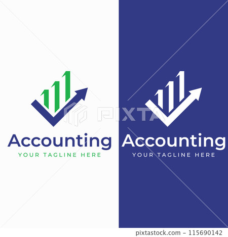 Financial accounting logo, with check mark for financial accounting stock chart analysis. In modern template vector illustration concept style. Financial accounting logo, with check mark for financial accounting stock chart analysis. In modern template vector illustration concept style. 115690142