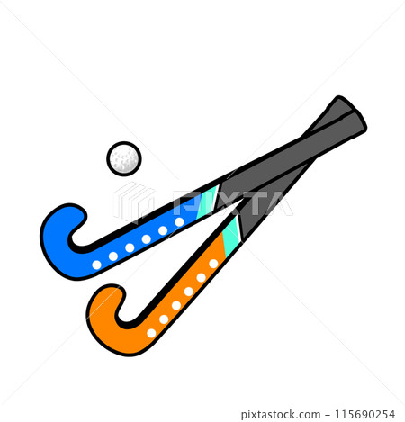 Hockey stick and ball illustration 115690254