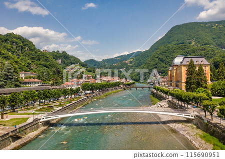 The new pedestrian bridge of San Pellegrino Terme The new pedestrian bridge of San Pellegrino Terme 115690951