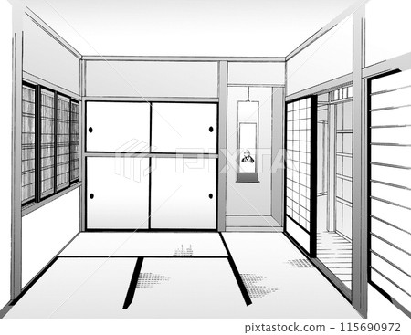 漫畫風格鋼筆畫插畫日式_樓梯/室內 漫畫風格鋼筆畫插畫日式_樓梯/室內 115690972