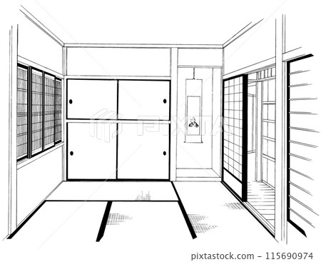 漫畫風格鋼筆畫插畫日式_樓梯/室內 115690974