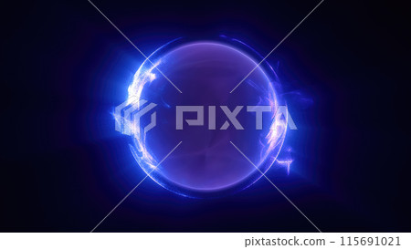 Abstract purple bright glowing background with a sphere core atom energy burning ball circle made of waves of energy rays and plasma with light Abstract purple bright glowing background with a sphere core atom energy burning ball circle made of waves of energy rays and plasma with light 115691021