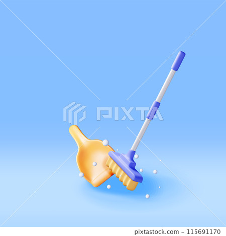 3d cleaning time or service concept isolated 115691170