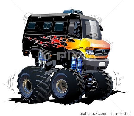 Cartoon Monster Truck Camper van 115691361