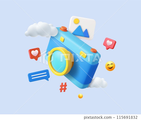 3d photo camera icon 3d photo camera icon 115691832