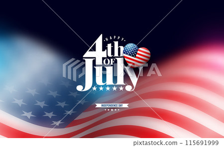 4th of July Independence Day of the USA Illustration with Typography Lettering on Vintage American Flag Background. Vector Fourth of July National Celebration Design for Banner, Greeting Card 4th of July Independence Day of the USA Illustration with Typography Lettering on Vintage American Flag Background. Vector Fourth of July National Celebration Design for Banner, Greeting Card 115691999