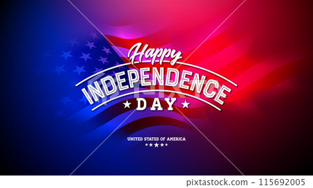4th of July Independence Day of the USA Illustration with Typography Lettering on Vintage American Flag Background. Vector Fourth of July National Celebration Design for Banner, Greeting Card 115692005