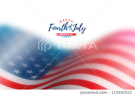 4th of July Independence Day of the USA Illustration with Typography Lettering on Vintage American Flag Background. Vector Fourth of July National Celebration Design for Banner, Greeting Card 115692022