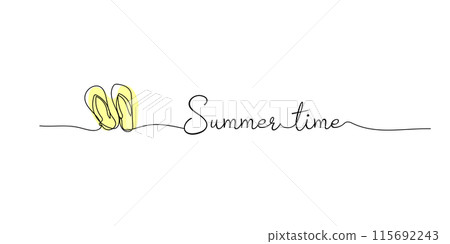 flip flops hand drawn. lineart continuous line drawing. Single line drawing for summer design. Summer time 115692243