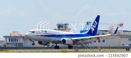 Plane landing at Iwakuni Airport Plane landing at Iwakuni Airport 115692907