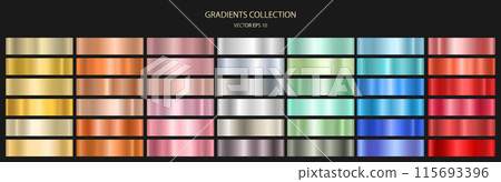 A set of metallic glossy gradients. The texture of a smooth metal surface. 115693396