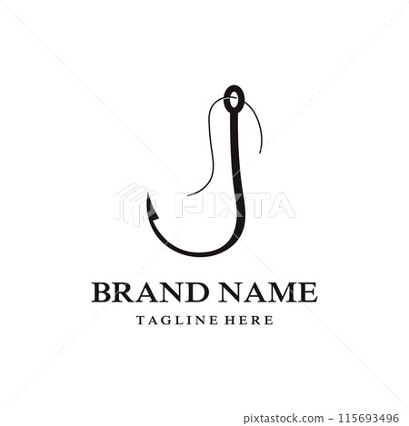 Vector Fishing Hook Logo Silhouette Icon 115693496