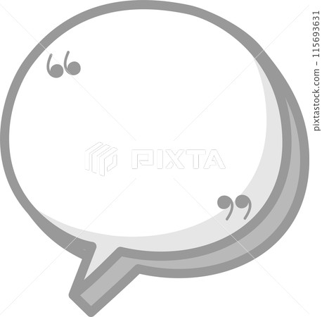 3d black and white color speech bubble balloon with quotation marks, icon sticker memo keyword planner text box banner, flat png isolated transparent element design 115693631