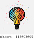 Creative idea light bulb and brain isolated on background. Brain data and start up concept. 115693695
