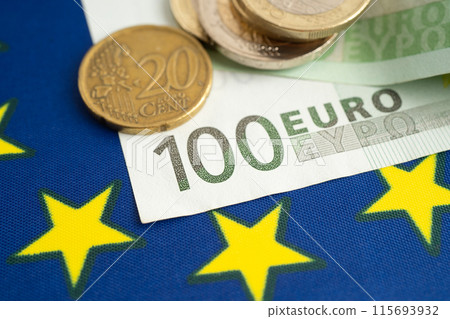 Euro banknote and coin, Europe money, economy finance exchange trade investment. Euro banknote and coin, Europe money, economy finance exchange trade investment. 115693932