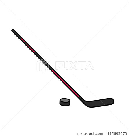 Ice hockey stick and puck image illustration 115693973