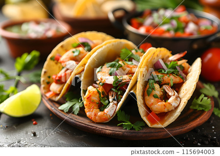 Close-Ups of Popular Hispanic Dishes Like Tacos for Hispanic Heritage Month 115694003