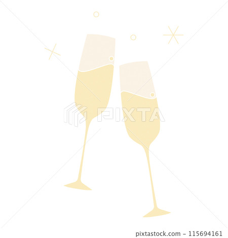 Champagne glass illustration, cheers, icon material 115694161