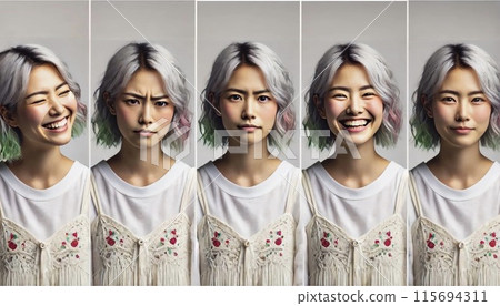 各種表情的女人: 七彩頭髮的女人 115694311