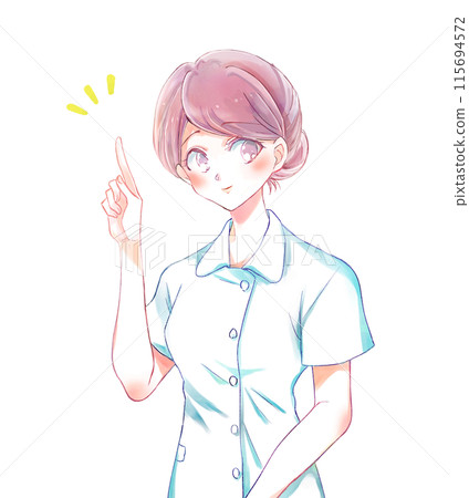 指向她的食指的女護士 115694572
