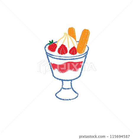 草莓凍糕的手繪圖示插圖,白色背景上的切口 草莓凍糕的手繪圖示插圖,白色背景上的切口 115694587