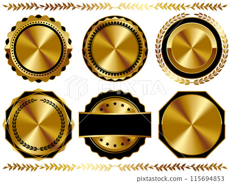 Set of 6 luxurious emblems, black and gold Set of 6 luxurious emblems, black and gold 115694853