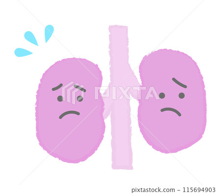 Unhealthy kidneys - hand-drawn character 115694903