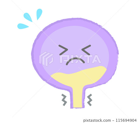 Illustration of an unhealthy bladder - Hand-drawn character 115694904
