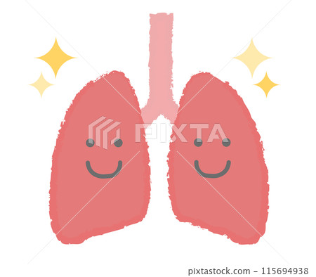 Healthy and active lungs Hand-drawn character Healthy and active lungs Hand-drawn character 115694938