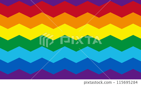 Rainbow colored zigzag lines vector background illustration material [horizontal] 115695284