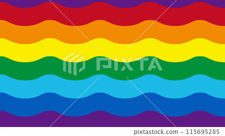 Rainbow colored wavy line vector background illustration material [horizontal] 115695285