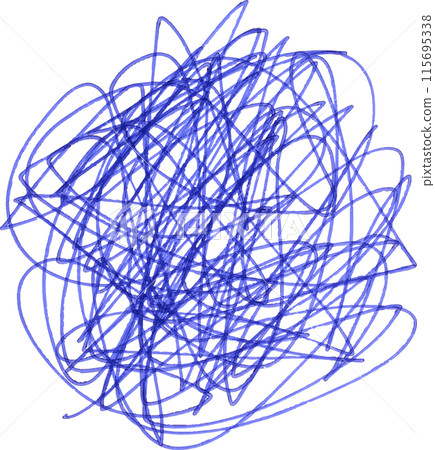 Drawn doodles with blue ballpoint pen on isolated background 115695338