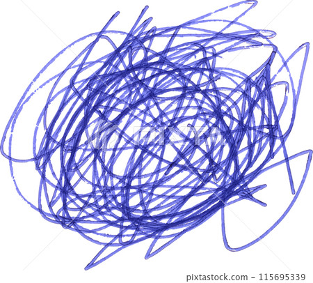 Drawn doodles with blue ballpoint pen on isolated background 115695339