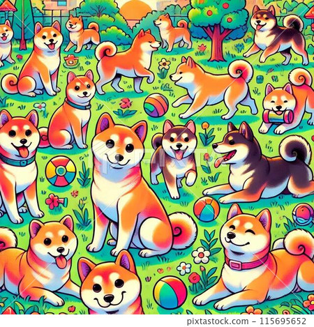 可愛的柴犬無縫模式 115695652