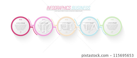 Infographics. Visualization of business data, projects, trainings, development plans and strategies. Pictograms of processes 115695653