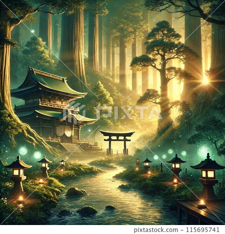 神秘的森林神社 115695741