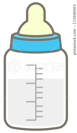 Cute baby element in kids Style Cartoon illustration blue milk bottle 115696063