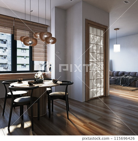 Stylish interior of dining room 115696426
