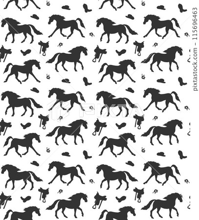 Vector seamless pattern of horse silhouette Vector seamless pattern of horse silhouette 115696463