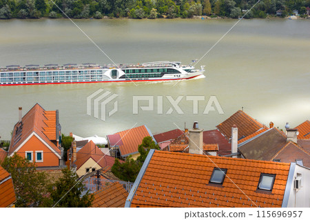 cruise riverboat on Danube river, Belgrade, Serbia cruise riverboat on Danube river, Belgrade, Serbia 115696957