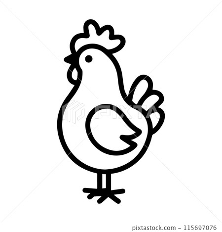 Chicken logo or modern line icon. Vector line art and icon design with bold outline. Black and white Pixel Perfect minimalistic symbol isolate white background. Creative logotype 115697076