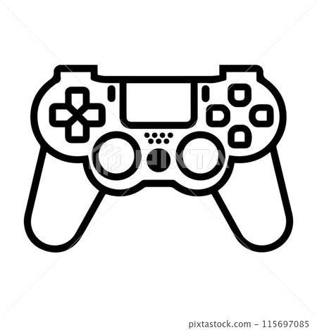 game controller logo or modern line icon. Vector line art and icon design with bold outline. Black and white Pixel Perfect minimalistic symbol isolate white background. Creative logotype 115697085