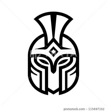 Gladiator power logo or modern line icon. Vector line art and icon design with bold outline. Black and white Pixel Perfect minimalistic symbol isolate white background. Creative logotype 115697102
