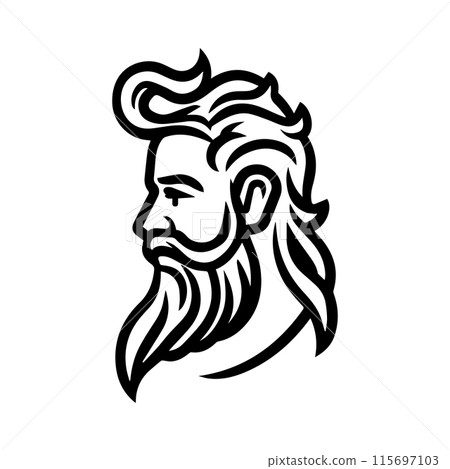 Zeus logo or modern line icon. Vector line art and icon design with bold outline. Black and white Pixel Perfect minimalistic symbol isolate white background. Creative logotype 115697103