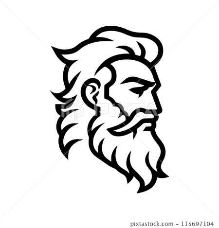 Zeus logo or modern line icon. Vector line art and icon design with bold outline. Black and white Pixel Perfect minimalistic symbol isolate white background. Creative logotype 115697104